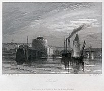 Havre, Tower of Francis I, engraved by Robert Wallis after William Turner