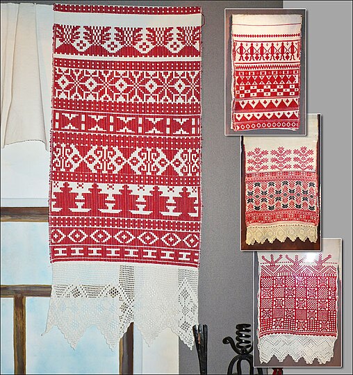 Red is predominant in the Russian ritual textile Rushnyk