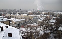 Khitrovskaja-aukio sähkömekaanisen korkeakoulun purkamisen jälkeen, tammikuu 2010