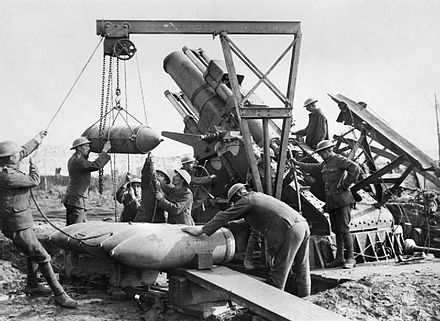 Loading a 15 in (380 mm) howitzer