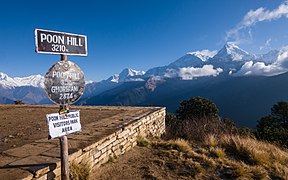 The view from Poon Hill. Annapurna I (8,091m) and Annapurna South (7,219m) are on the left by Frank Jones