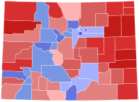 Carte des résultats des élections sénatoriales américaines de 2014 dans le Colorado par county.svg