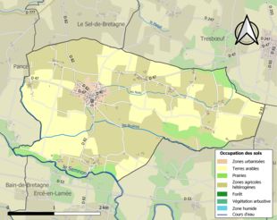 Barevná mapa znázorňující využití půdy.