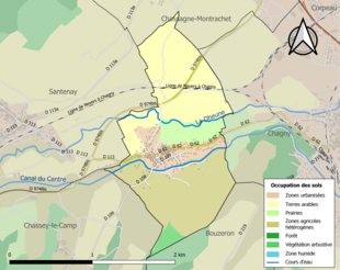 Carte en couleurs présentant l'occupation des sols.