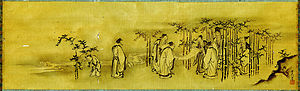 Sedem svetnikov iz bambusovega gaja in deček, Kanojska šola japonskega slikarstva iz obdobja Edo