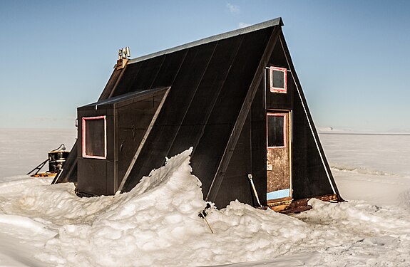 A-Frame hut on the Ross Ice Shelf near Scott Base (Antarctica), which burnt down in 2009