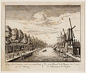 Overtoomsevaart in Amsterdam 1730. etching print. Amsterdam, Stadsarchief Amsterdam (010097004666).