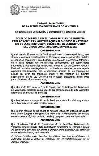 <span class="mw-page-title-main">2019 Venezuelan Amnesty Law</span>