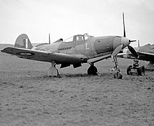 601 Squadron Airacobra I. The long-barrelled 20 mm Hispano-Suiza cannon Hispano is clearly shown, as are the .303 wing guns. Airacobra 601 Sqn.JPG