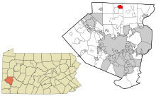 Allegheny County Pennsylvania birleşik ve tüzel kişiliği olmayan alanlar Bakerstown vurgulanmıştır.svg