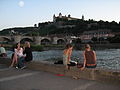 Aften ved floden Main i Würzburg