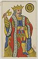 King of coins from Aluette, a Spanish-suited deck still in use in France. It is related to the Toledo pattern.
