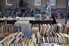 Street used books vendor stall Amsterdam, The Netherlands