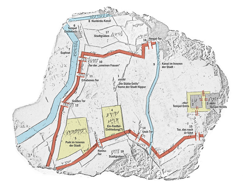 File:Antiker Stadtplan von Nippur mit Übersetzungen.jpg