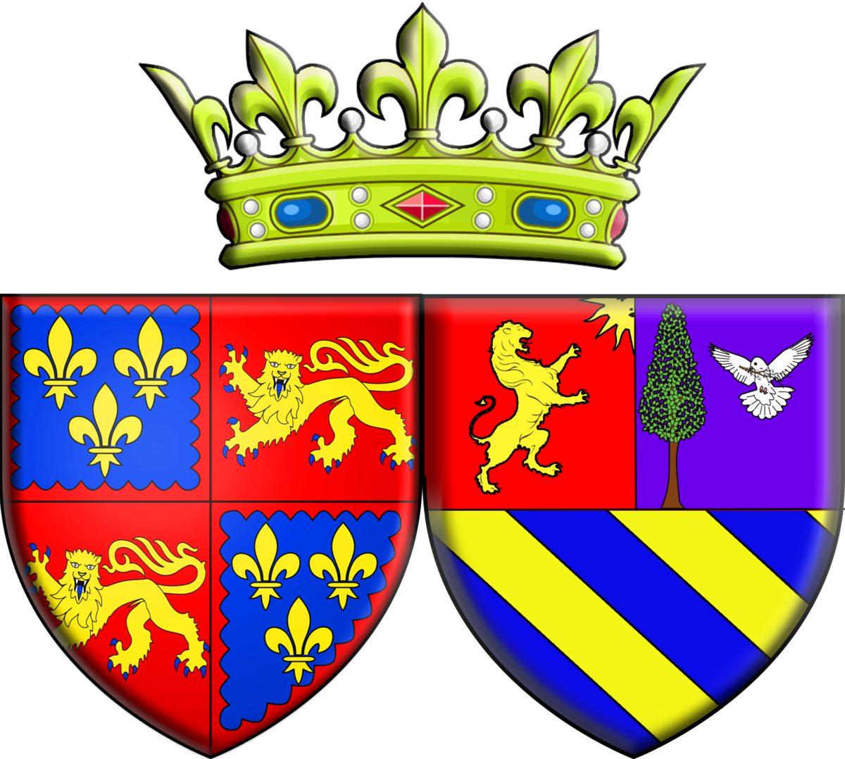 File Armoiries De La Princesse Emmanuelle De Bourbon Duchesse D Aquitaine Png Wikimedia Commons