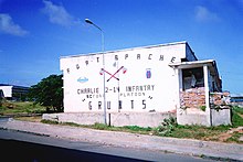 Outpost of a university compound in Mogadishu, Somalia, labeled Fort Apache by U.S. infantry. Around the university compound.jpg