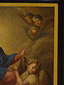Détail du tableau de l’Assomption de la Vierge e l’église de l’Assomption de la Vierge d’Aubenas-les-Alpes, anges de l’angle supérieur droit. Ils sont peints sur le même modèle que ceux de l’autel de la Vierge. L’un a un nez d’alcoolique.