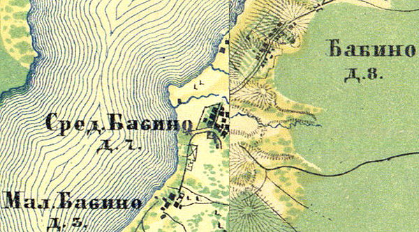 Деревня Бабино на карте 1860 года