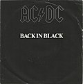 עטיפת הניסגל Back in Black - עטיפה ריבועית שחורה שכתוב עליה שם הסינגל ושם הלהקה