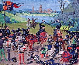 Batalla de Agincourt, St. Alban's Chronicle por Thomas Walsingham.jpg