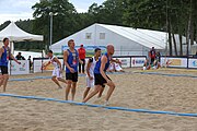 Deutsch: Beachhandball Europameisterschaften 2019 (Beach handball Euro); Tag 3: 4. Juli 2019 – Männer, Platzierungsrunde Gruppe IV, Schweden-Nordmazedonien 2:0 (20:10, 32:15) English: Beach handball Euro; Day 3: 4 July 2019 – Men Consolation Round Group IV – Sweden-North Macedonia 2:0 (20:10, 32:15)