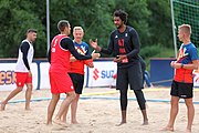 Deutsch: Beachhandball Europameisterschaften 2019 (Beach handball Euro); Tag 3: 4. Juli 2019 – Männer, Hauptrunde Gruppe II, Frankreich-Kroatien 0:2 (16:24, 10:27) English: Beach handball Euro; Day 3: 4 July 2019 – Men Main Round Group II – France-Croatia 0:2 (16:24, 10:27)