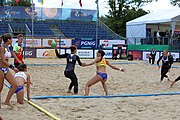 Deutsch: Beachhandball Europameisterschaften 2019 (Beach handball Euro); Tag 3: 4. Juli 2019 – Frauen, Hauptrunde Gruppe II, Deutschland-Spanien 1:2 (18:24, 24:14, 8:9) English: Beach handball Euro; Day 3: 4 July 2019 – Women Main Round Group II – Germany-Spain 1:2 (18:24, 24:14, 8:9)