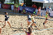 Deutsch: Beachhandball Europameisterschaften 2019 (Beach handball Euro); Tag 1: 2. Juli 2019 – Frauen, Vorrunde Gruppe C, Italien-Griechenland 0:2 (16:28, 10:13) English: Beach handball Euro; Day 1: 2 July 2019 – Women Preliminary Round Group C – Italy-Greece 0:2 (16:28, 10:13)