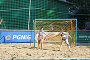 Deutsch: Beachhandball Europameisterschaften 2019 (Beach handball Euro); Tag 4: 5. Juli 2019 – Frauen, Viertelfinale, Niederlande-Griechenland 2:1 (25:12, 18:24, 7:6) English: Beach handball Euro; Day 4: 5 July 2019 – Quarter Final Women – Netherlands-Greece 2:1 (25:12, 18:24, 7:6)