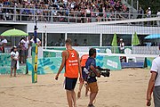 Deutsch: Beachvolleyball bei den Olympischen Jugendspielen 2018; Tag 11, 17. Oktober 2018; Jungen,Finale – Niederlande (Matthew Immers/Yorick de Groot)-Schweden (David Åhman/Jonatan Hellvig) 0:2 (20–22/15–21) English: Beach volleyball at the 2018 Summer Youth Olympics at 17 October 2018 – Final – Netherlands (Matthew Immers/Yorick de Groot)-Sweden (David Åhman/Jonatan Hellvig) 0:2 (20–22/15–21)