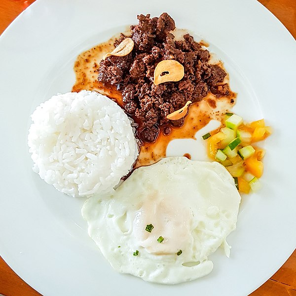 File:Beef tapa with steamed rice and sliced tomato and cucumber.jpg