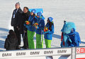 Čeština: Příprava na předávání medailí při Světovém poháru 2014-15 v Novém Městě na Moravě English: Preparing of award ceremony at Biathlon World Cup 2015 in Nové Město, Czech Republic