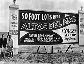 1922 Florida billboard promoting the sale of lots Billboard for the Sale of Subdivision Real Estate Lots WDL4030.png