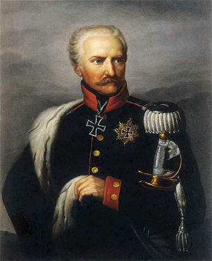Field Marshal Blücher wearing the 1813 Grand Cross of the Iron Cross (around his neck), and the Star (on his chest)