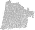 English: Blank map of Landes department, France. Communes are outlined. Français : Carte vierge du département des Landes, France. Le découpage en communes est affiché.