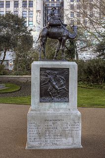 Imperial Camel Corps Memorial outdoor sculpture in Victoria Embankment Gardens, London, England