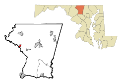 Carroll County Maryland Incorporated a Unincorporated oblasti Union Bridge Highlighted.svg