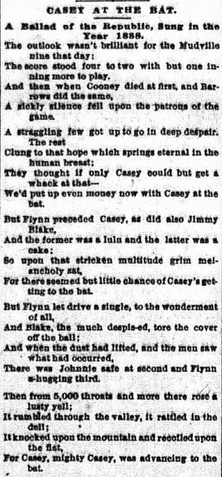 <span class="mw-page-title-main">Casey at the Bat</span> Baseball poem written during 1888 by Ernest Thayer