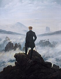 Le Voyageur contemplant une mer de nuages, Caspar David Friedrich, 1818. Métaphore wikipédienne ?