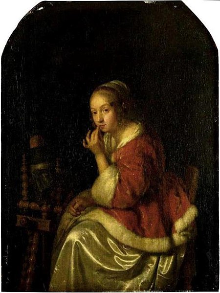 File:Caspar Netscher - Vrouw zittend bij een spinnewiel - NG845 - National Gallery.jpg