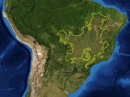 Cerradons ungefärliga gränser enligt WWF