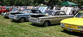 Chevrolet Corvair av olika årgångar.