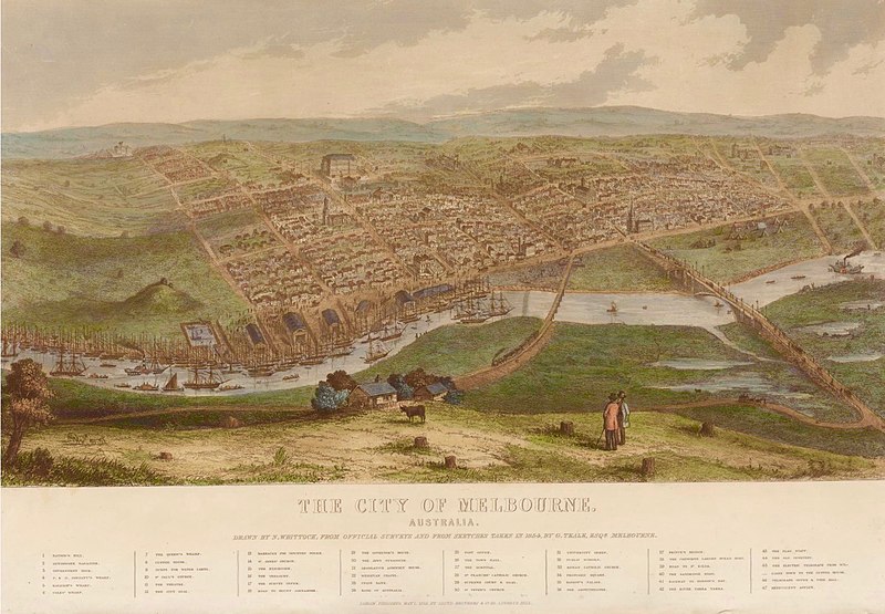 File:City of Melbourne panorama -- N Whittock sketch from 1854 sketches by G Teale.jpg