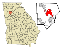 Cobb County Georgia Incorporated and Unincorporated areas Marietta Highlighted.svg