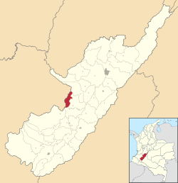 Location of the municipality and town of Nataga in the Huila Department of Colombia.