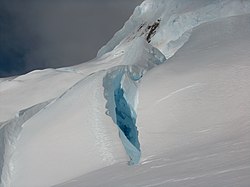 Krevass yn Menydhyow Tangra, Antarktika