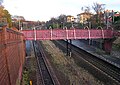 The pedestrian bridge as seen from Station Road, the Bridge now gone as of 2012.