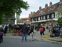 Crusoe filming at College Street, York