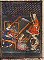 Obra do século XV que apresenta mulheres tecendo.