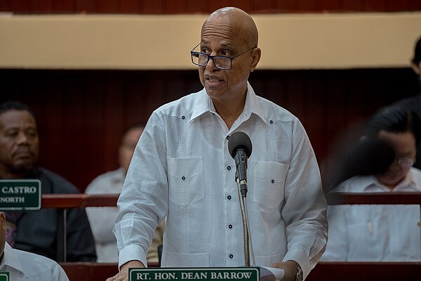 Dean Barrow addresses the National Assembly of Belize in Belmopan in 2018